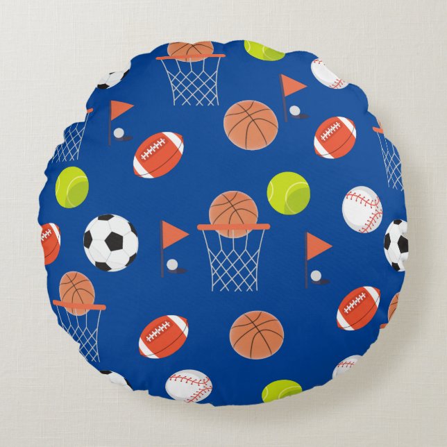 Sportballen Thema Collectie Pillow Rond Kussen (Voorkant)