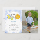 Sportballen Verjaardagsuitnodiging met foto Kaart (Voorkant)