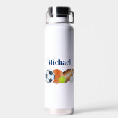 Sportballen Waterverf Aangepaste Naam Initiaal Waterfles (Achterkant)