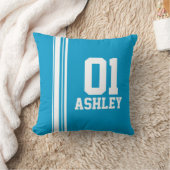 Sportband witte blauwe naam leeftijd of aantal kus kussen (Deken)