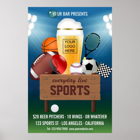 Sportbar Evenement Promo logo Advertentie Poster (Voorkant)