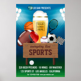 Sportbar Evenement Promo voeg logo Advertentie toe Poster