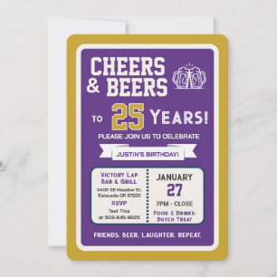 Sportbar Verjaardag Cheers en Biertjes voor 25 Jaa Kaart