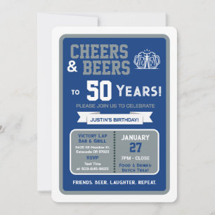 Sportbar Verjaardag Cheers en Biertjes voor 50 Jaa Kaart