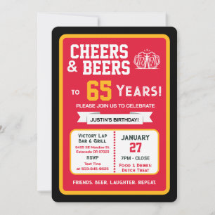 Sportbar Verjaardag Cheers en Biertjes voor 65 Jaa Kaart