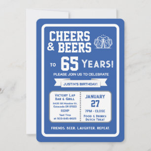 Sportbar Verjaardags Cheers en Biertjes voor 65 Ja Kaart