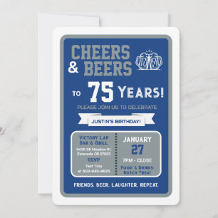 Sportbar Verjaardags Cheers en Biertjes voor 75 Ja Kaart