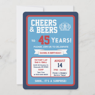 Sportbar Verjaardagsfeest Proost op 45 Jaar Kaart