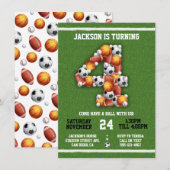 Sportbeesten 4e verjaardag van de uitnodiging van  (Voorkant / Achterkant)