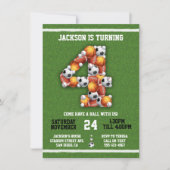 Sportbeesten 4e verjaardag van de uitnodiging van  (Voorkant)