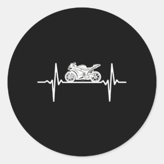 Sportbike EKG Biker Pulse Motorrijders Hebeat Ronde Sticker