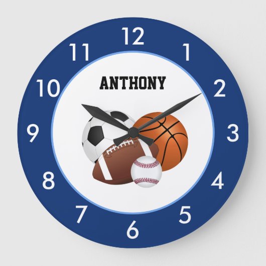 Sportblauw, aangepaste grote klok (Voorkant)