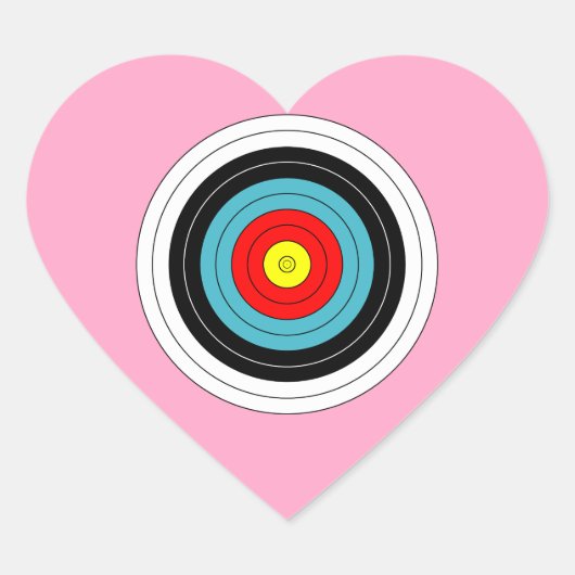 Sportboogschietdoel op Anjeliersroze Hart Sticker (Voorkant)