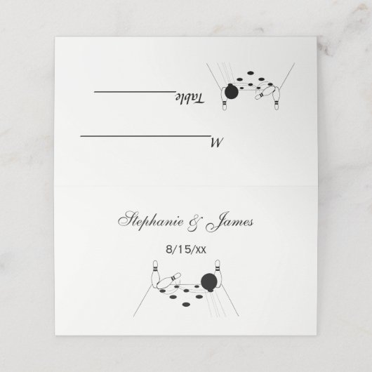 SportBowling Ball en Pins Place Card Plaatskaartje (Buitenkant ongevouwen)