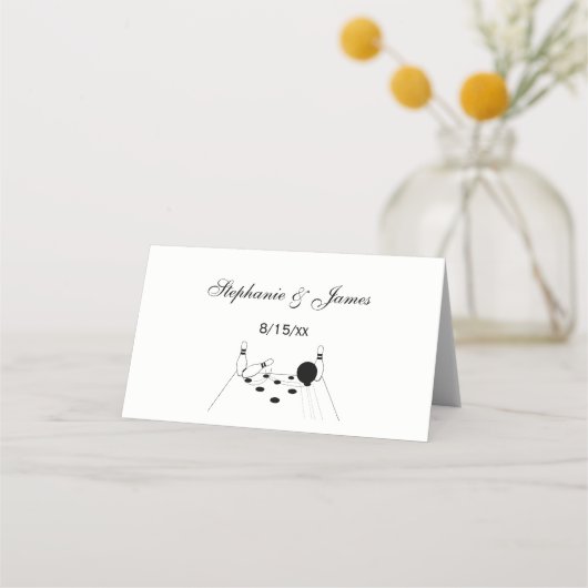 SportBowling Ball en Pins Place Card Plaatskaartje (Voorkant)