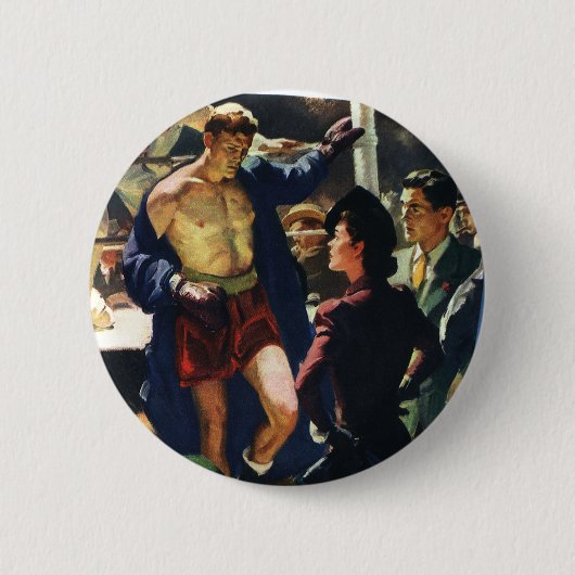 sportbox, Boxer die de ring verlaat Ronde Button 5,7 Cm (Voorkant)