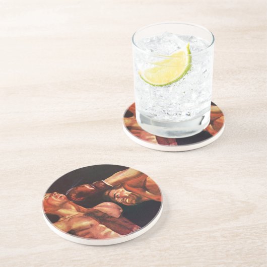  sportboxen, boxers die vechten zandsteen onderzetter (Zijkant)