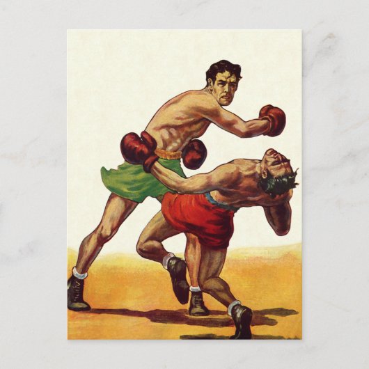 sportboxen, boxers in de strijd briefkaart (Voorkant)