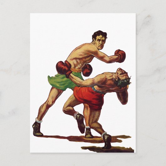 sportboxen, boxers in de strijd briefkaart (Voorkant)