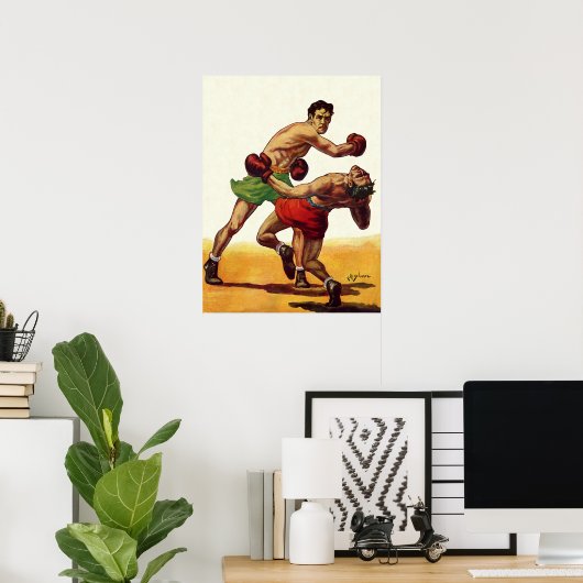  sportboxen, boxers in de strijd poster (Thuiskantoor)