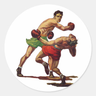  sportboxen, boxers in de strijd ronde sticker