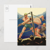  sportboxen, boxers tijdens een overeenkomst briefkaart (Voorkant / Achterkant)