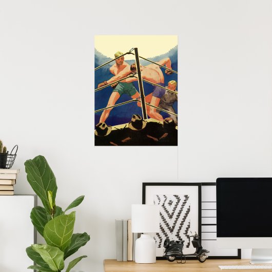  sportboxen, boxers tijdens een overeenkomst poster (Thuiskantoor)