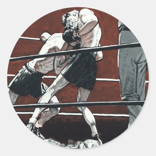  sportboxen, boxers vechten in de ring ronde sticker (Voorkant)