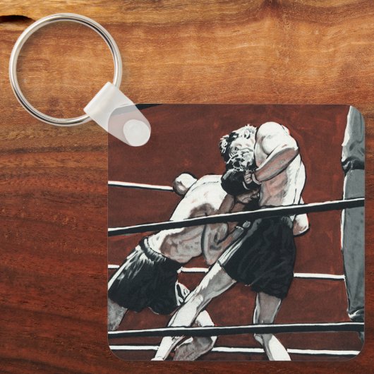 sportboxen, boxers vechten in de ring sleutelhanger (Voorkant)