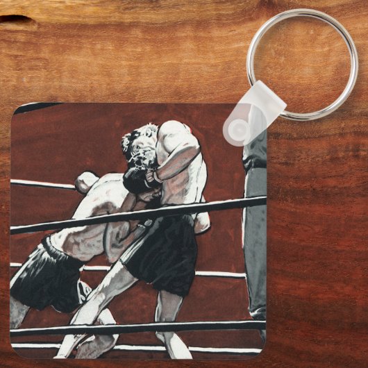  sportboxen, boxers vechten in de ring sleutelhanger (Achterkant)