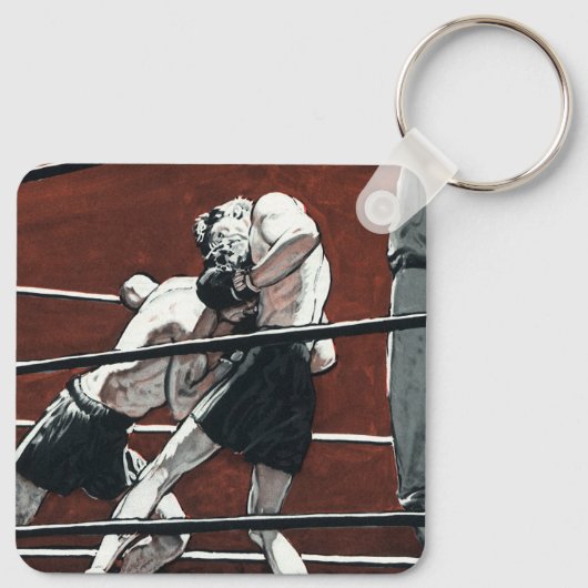  sportboxen, boxers vechten in de ring sleutelhanger (Achterkant)