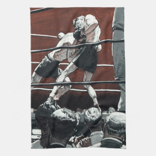  sportboxen, boxers vechten in de ring theedoek