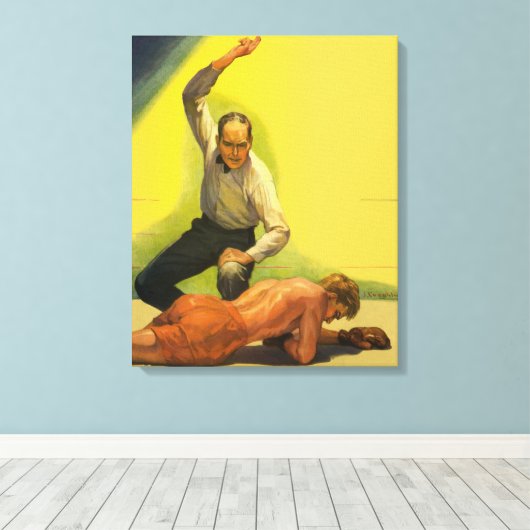  sportboxen, referentie met Boxer Knockout Canvas Afdruk (Insitu (Houten vloer))