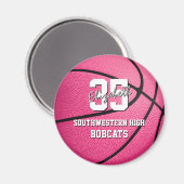Sportcadeaus voor meisjes met roze basketbal magneet (Voorkant / Achterkant)