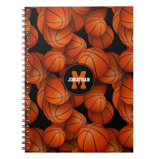 sportcadeautjes jongens gepersonaliseerde basketba notitieboek (Voorkant)