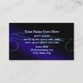 Sportcarbeurs, gestileerd blauw logo visitekaartje (Achterkant)