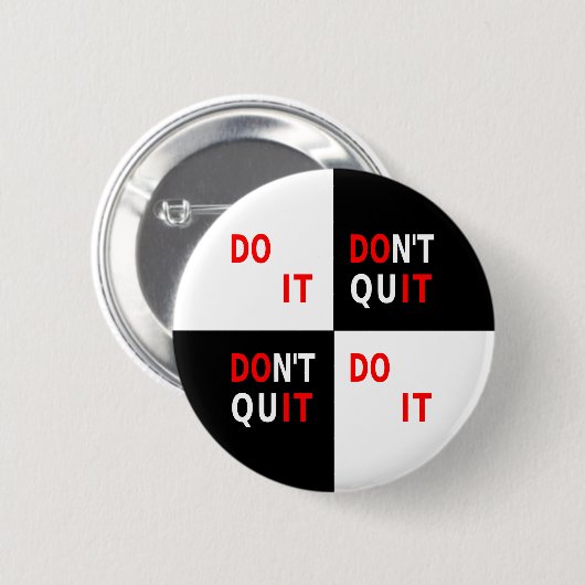 Sportcitaat voor leven niet opgeven ronde button 5,7 cm (Voorkant /achterkant)