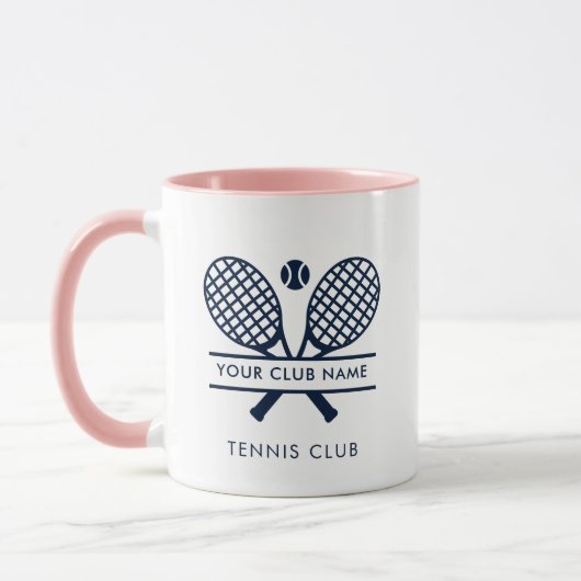 Sportclub Naam Navy Blue Logo Tennis Team Custom Mok (Links)