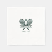 Sportclub Naam Tennis Iconen Groen Logo Papier Servet (Voorkant)
