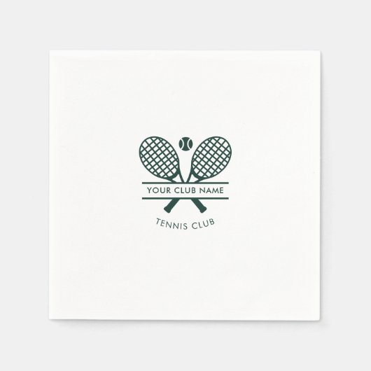 Sportclub Naam Tennis Iconen Groen Logo Papier Servet (Voorkant)