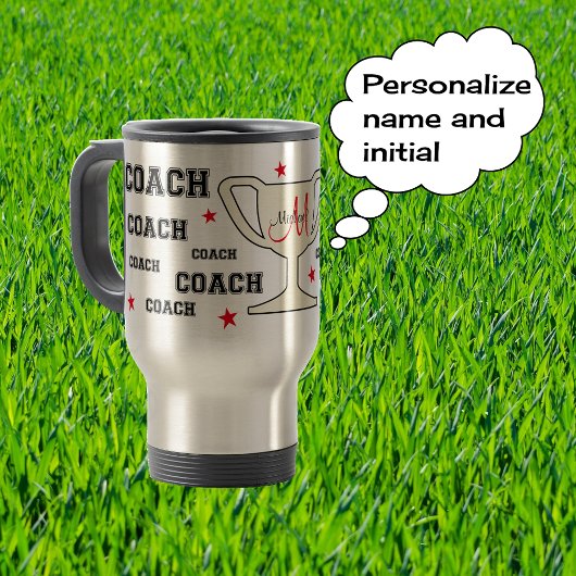 Sportcoach monogram op maat reisbeker