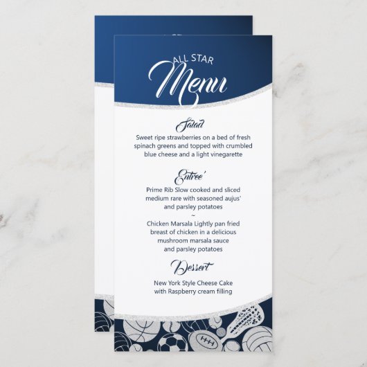 Sportcombo All Star Menu Blauw (Voorkant / Achterkant)