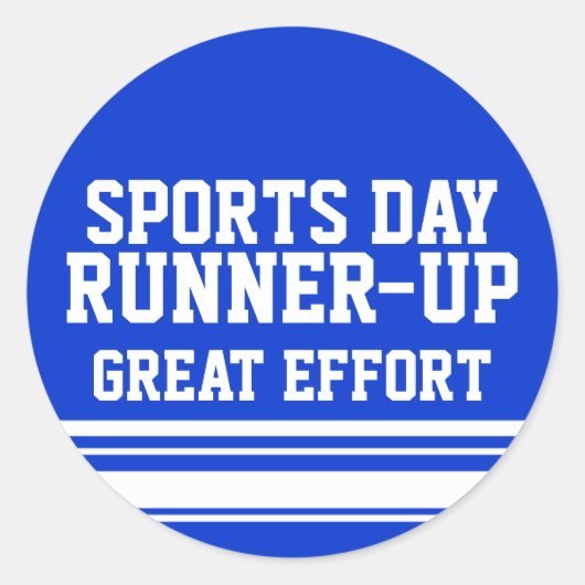Sportdag runner-up grote inspanning sticker blauw (Voorkant)
