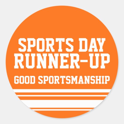 Sportdag runner-up sportsmanship sticker oranje (Voorkant)