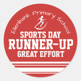 Sportdagrenner-up grote inspanning rode prijs ronde sticker