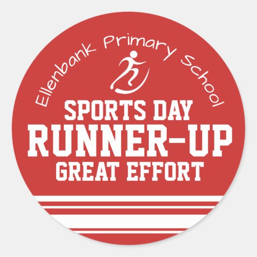 Sportdagrenner-up grote inspanning rode prijs ronde sticker (Voorkant)
