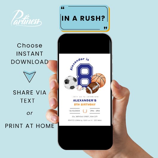 Sporten 8e Jongen Atleet Verjaardag Kaart