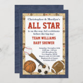 Sporten Alle Uitnodiging van het Baby shower van d (Voorkant / Achterkant)
