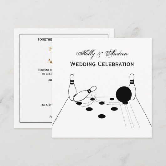 Sporten Bowlingbal en Pins Uitnodiging (Voorkant / Achterkant)