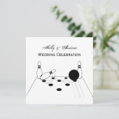 Sporten Bowlingbal en Pins Uitnodiging (Staand voorkant)